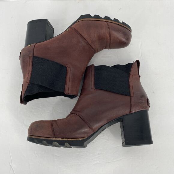 Sorel Addington Chelsea Red Nubuck Waterproof Leather Ankle Boots Women's 10.5 - Picture 5 of 10